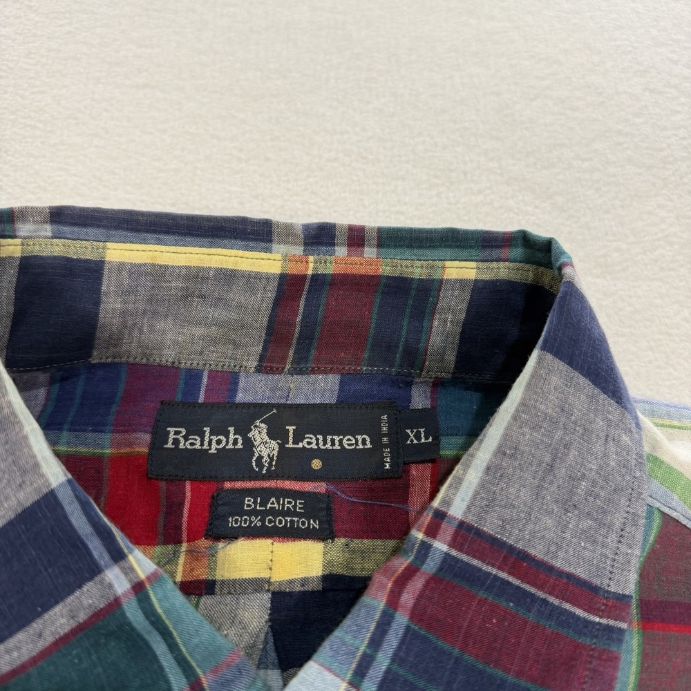 Polo Ralph Lauren Blaire Mens XL Colorful Plaid Long Sleeve Button Up Shirt - Picture 4 of 5